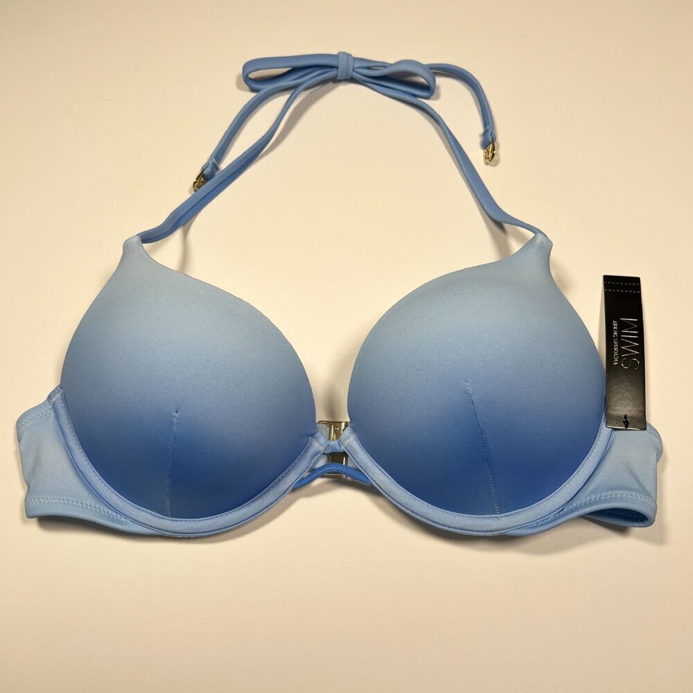 Victoria Secret 36DD Bombshell Push Up Bikini Top Add 2 Cups Pastel Blue Ombre - Picture 2 of 10